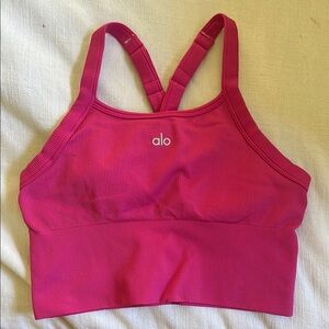 Alo Seamless Ribbed Favorite Bra Tank - Pink Summer Crush